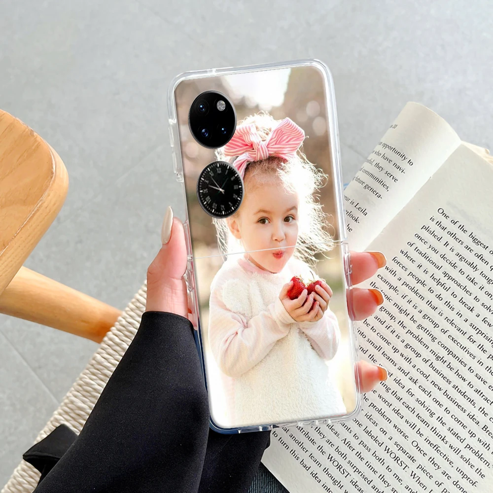 DIY for Huawei Pocket S P50 Pocket Case Custom Photo Picture Cover Transparenct Hard Shockproof Fundas Flip Phone Shell Housing