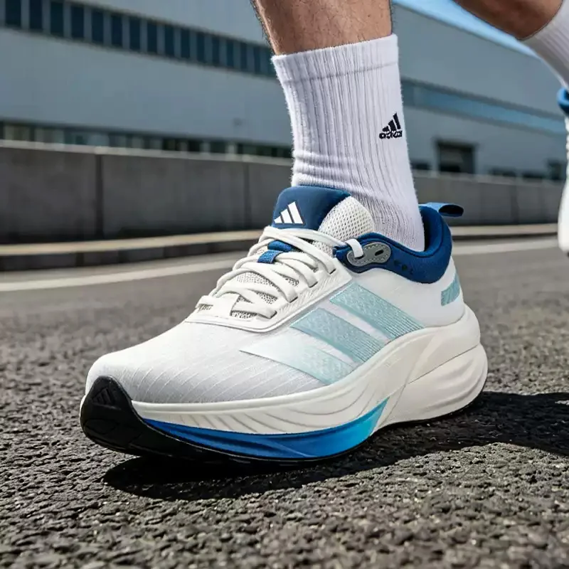 Adidas 2026new Lightweight Mesh Running Shoes Men Off‑White‑Blue Breathable Non‑Slip Athletic Sneakers  KJ5830