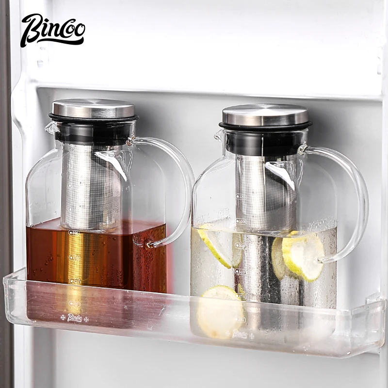 Bincoo Glass Cold Brew Coffee Maker, Refrigerator Safe Cold Brew Pitcher with Removable Stainless Steel Infuser Filter, Iced Cof