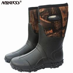 Waterproof Neoprene High Rain Boots Keep Warm Anti-Slip Fishing Shoes High Quality Bionic Camouflage Hunting High Boots