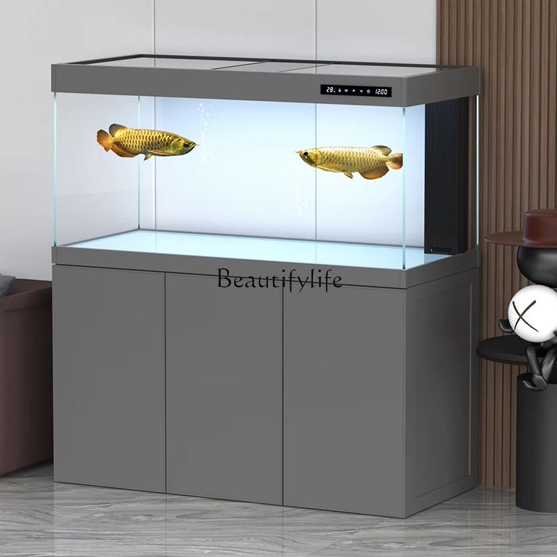 Fish Tank Living Room Large Household Bottom Worry Super White Hallway Dragon Fish Tank Modern