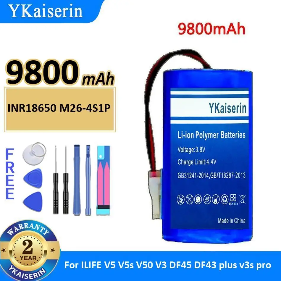 

Cleaning Robot Battery INR18650 M26-4S1P 9800mAh For Ilife V5 V5s V50 V3 DF45 DF43 Plus v3s Pro Robot Vacuum Cleaner