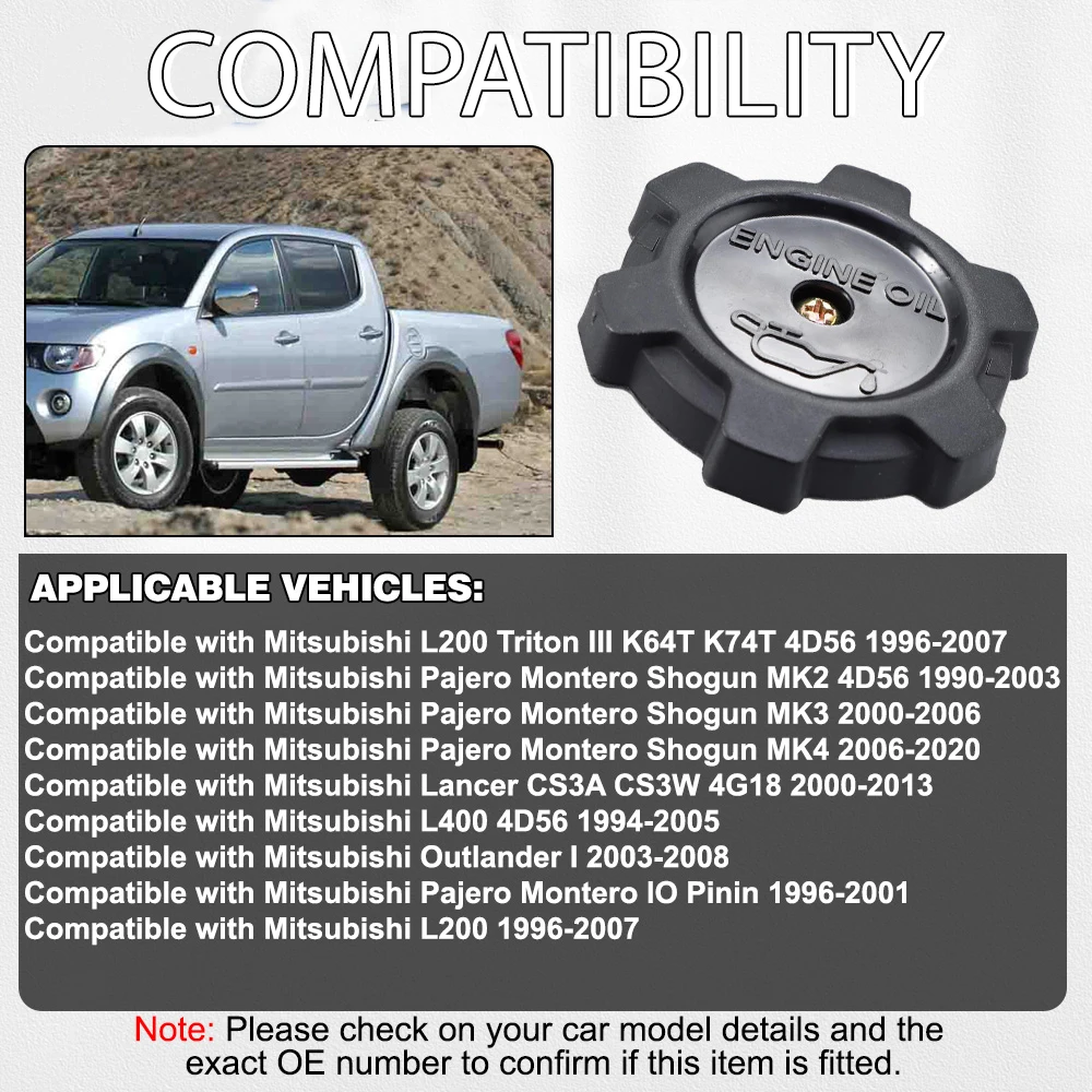 Engine Oil Filler Tank Cap for Mitsubishi L200 Triton Pajero Montero Shogun MK2 MK3 MK4 Lancer MD132260 1250A015
