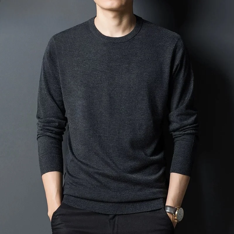 

TUCANO Весенне-осенний трикотажный лонгслив из смесового шелка, приталенный, модный, в городском стиле, повседневный, с круглым вырезом, для мужчин