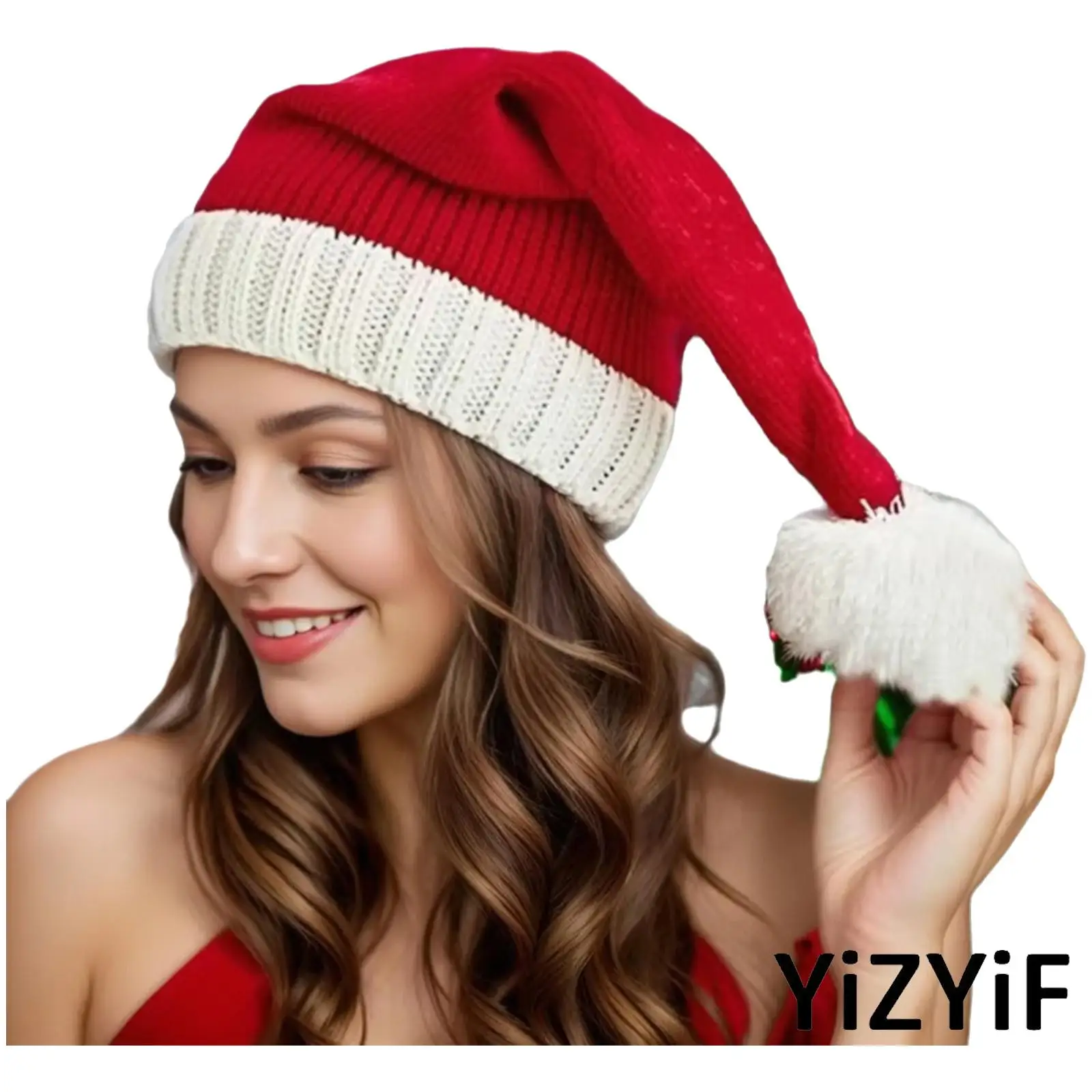

Adults Unisex 1Pc Knitted Santa Christmas Hats Elf Hat Crochet Christmas Beanie New Year Party Xmas Caps Christmas Headwear