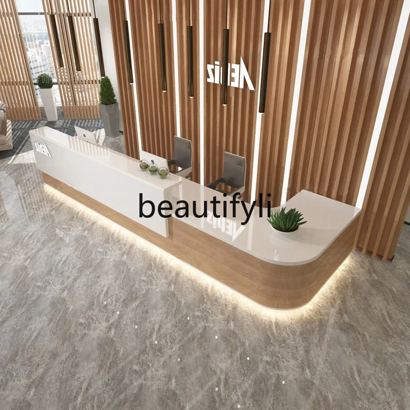 ZzqCompany رسمت مكتب الاستقبال مكتب الاستقبال بسيط الحديثة صالون تجميل فندق أمين الصندوق مكتب مخصص الزاوية منصة مشروبات