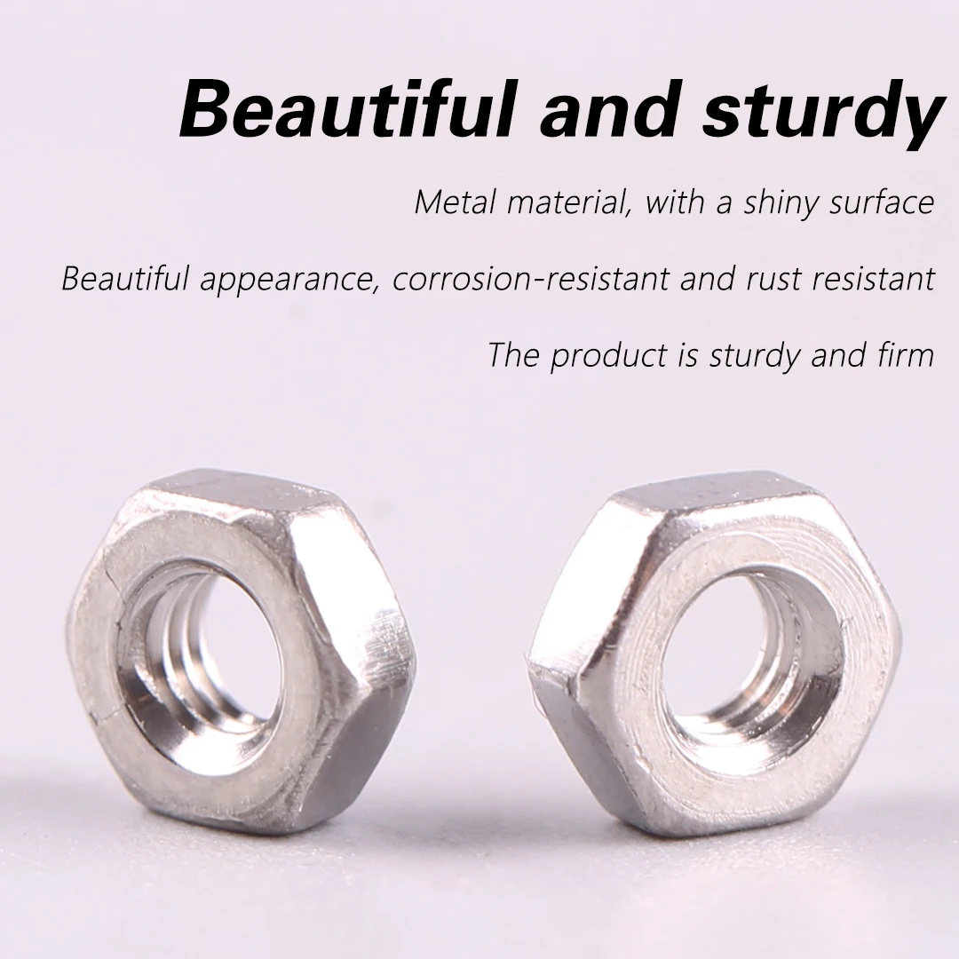 10個入り六角ナットセット M2 M2.5 M3 M4 M5 - ステンレス鋼製マッチングネジ付き六角ナット、様々な用途に対応