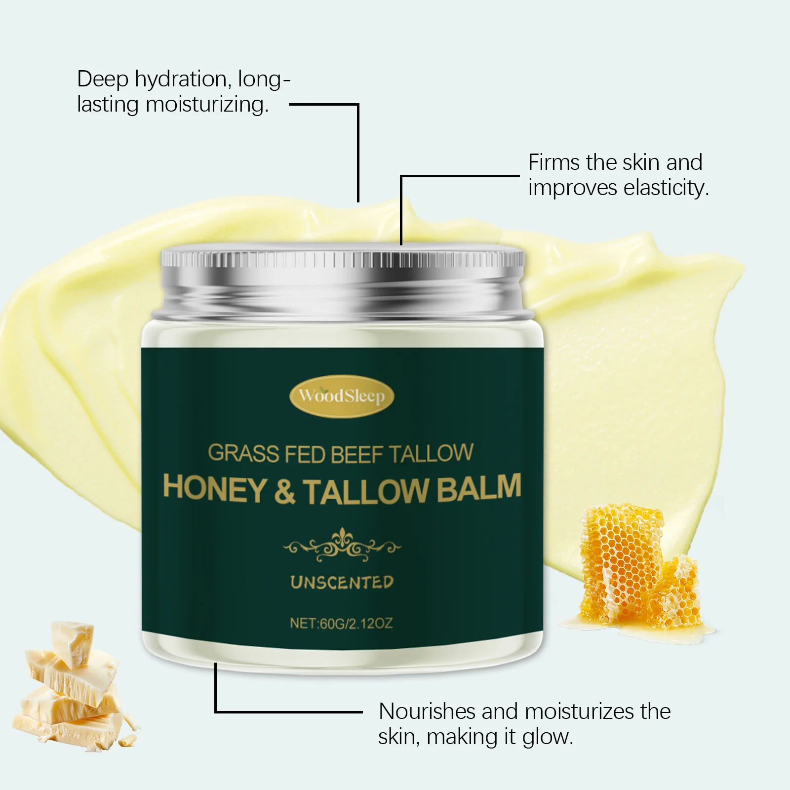 Honey Beef Tallow Moisturizer Nourishing Improve Skin Elasticity Reduce Wrinkles Soften Skin Brightening Facial Hydrating Cream