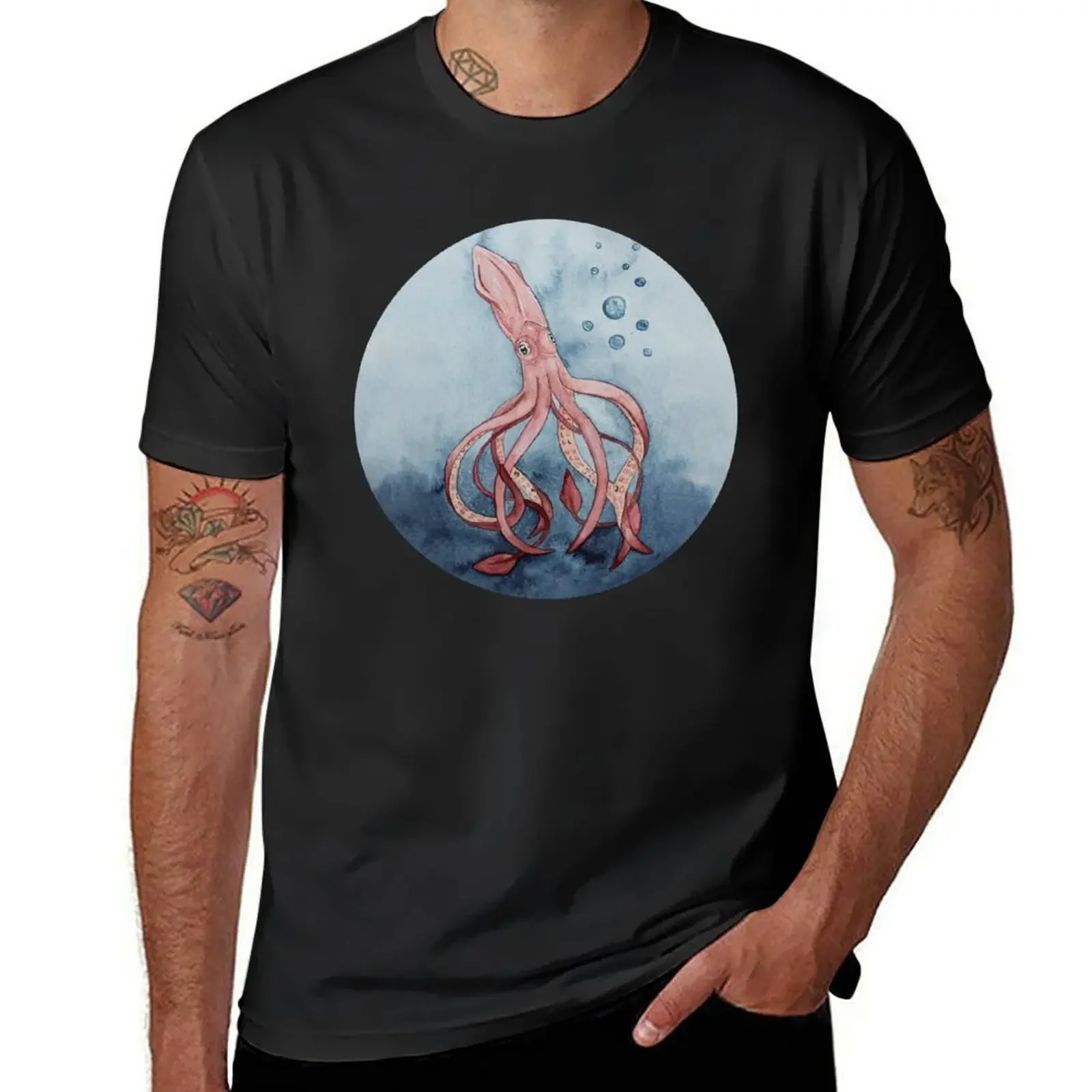 

giant squid T-Shirt plus size tops vintage graphic tee slim fit t shirts for men