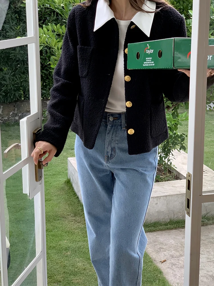 트위드 재킷 10대 여성 프레피 바시티 컬리지 야구 트렌디 레귤러 힙스터 오피스 캠퍼스 학생 대학 멀티컬러