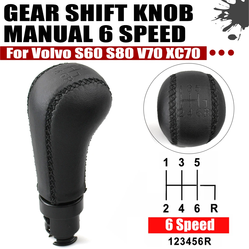 Housse Levier Frein Cuir Véritable Noir Pour Volvo S60 (2001-2009) - Remplacement Parfait