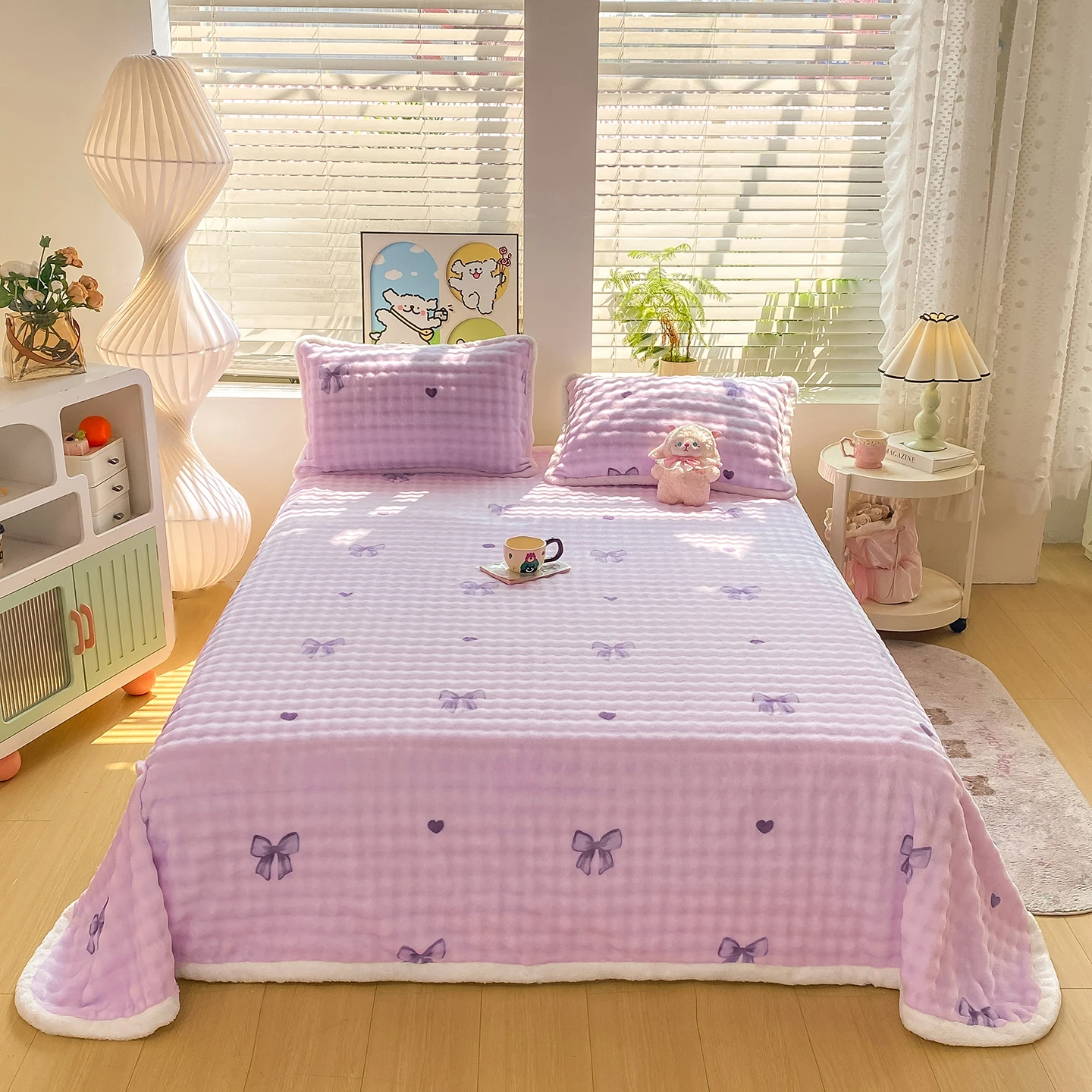 

Молочная бархатная флисовая зимняя простыня фиолетового цвета, толстое теплое одеяло для кровати, односпальное/королевское/королевское покрывало, мягкая теплая простыня