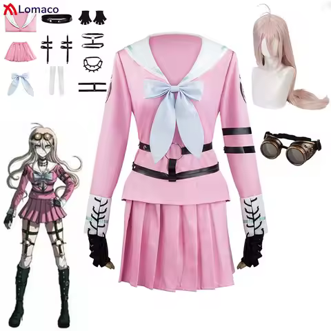 Anime Danganronpa V3 Killing Harmony Iruma Miu Cosplay Costume Wig Glasses Women Uniform Dress Halloween Costumes