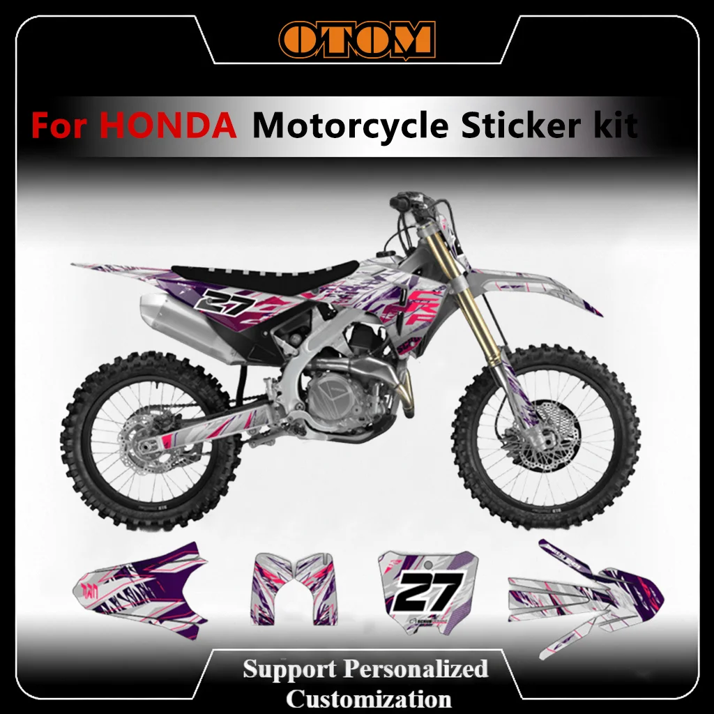 OTOM For HONDA 25-26 Motocross Customize Graphic Background Decals CRF250R CRF450R 2025 2026 Holographic Glossy Stickers Kit