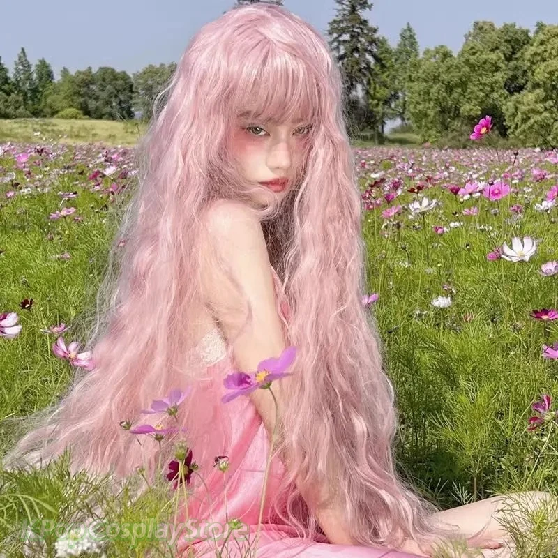 Anime NANA Serizawa Layla 코스프레 가발 로리타 걸스 핑크 긴 곱슬 머리 내열성 합성 가발 할로윈 카니발 소품