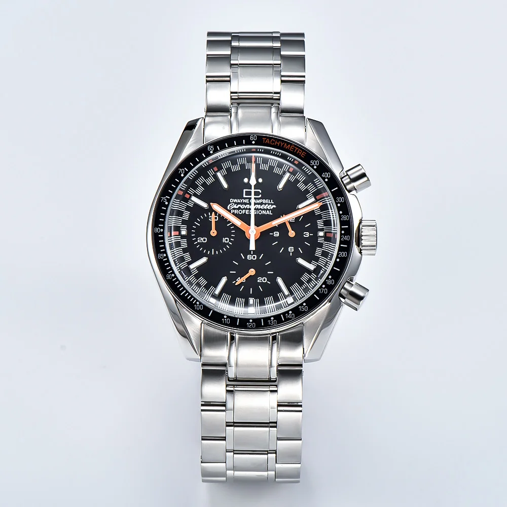 Japanische Quarzuhr Vk63 Herren Businessuhr Panda Zifferblatt VK63 Uhrwerk Chronograph elektronisch Multifunktion Kein Saphirglas