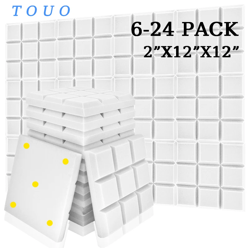 

TOUO Acoustic Foam 6 12 24 Pcs High Density Beveled Edge Soundproof Foams Studio Acoustic Treatment Ktv Room Wall Soundproofing