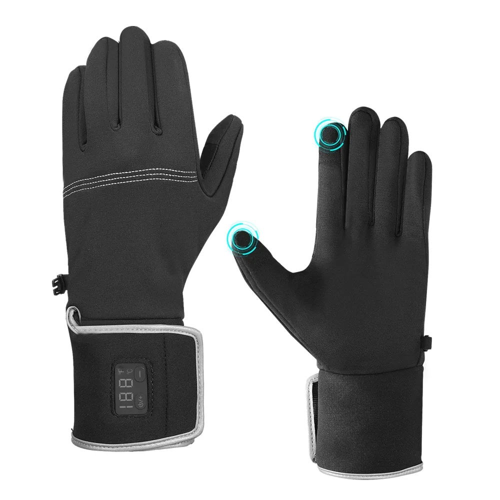 Custom Thermal Winter Rechargeable Battery Heating Glove Touch Sports Electric Heated Ski Gloves