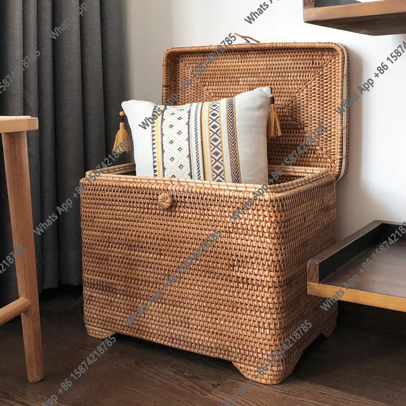 Vietnam rattan storage basket straw dirty clothes storage frame basket bamboo braided frame woven storage box toy box