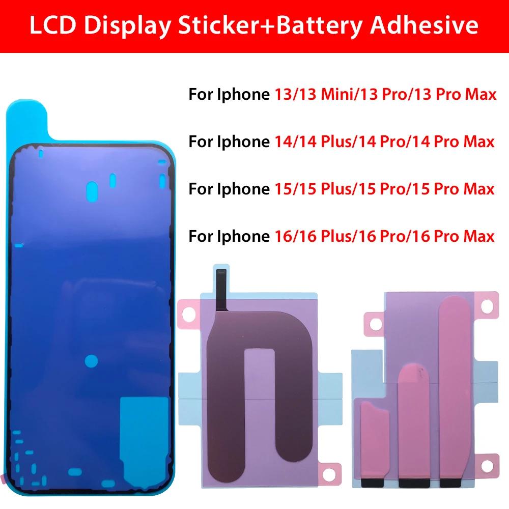 10Pcs, Battery Sticker Adhesive Glue Tape For Iphone 13 Mini Pro Max 14 15 16 Pro Max Plus LCD Waterproof Gasket Adhesive