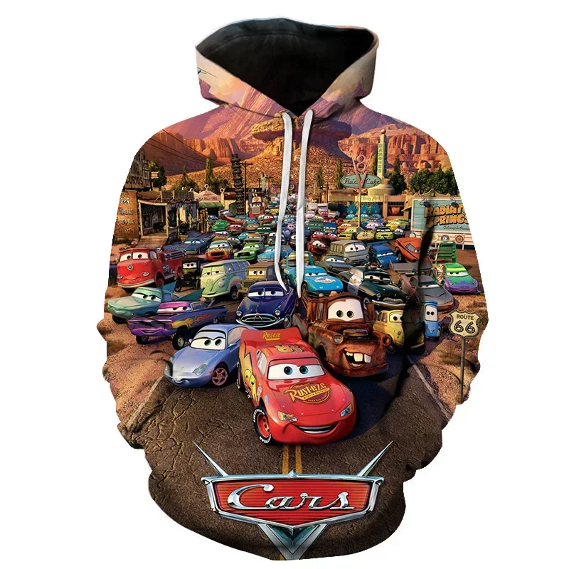 Çocuk Hoodie Cars arabalar yıldırım McQueen 3D baskı tişörtü erkek kız kapşonlu moda karikatür kazak boy Hoodies