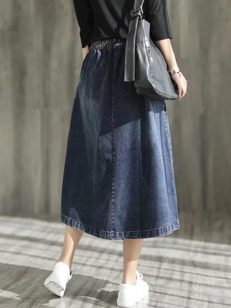 AmaxluluE 2025 Summer Ladies Elegant Streetwear Womens Fashion Vintage Loose Denim Skirts Females Luxury Classic Casual Clothes