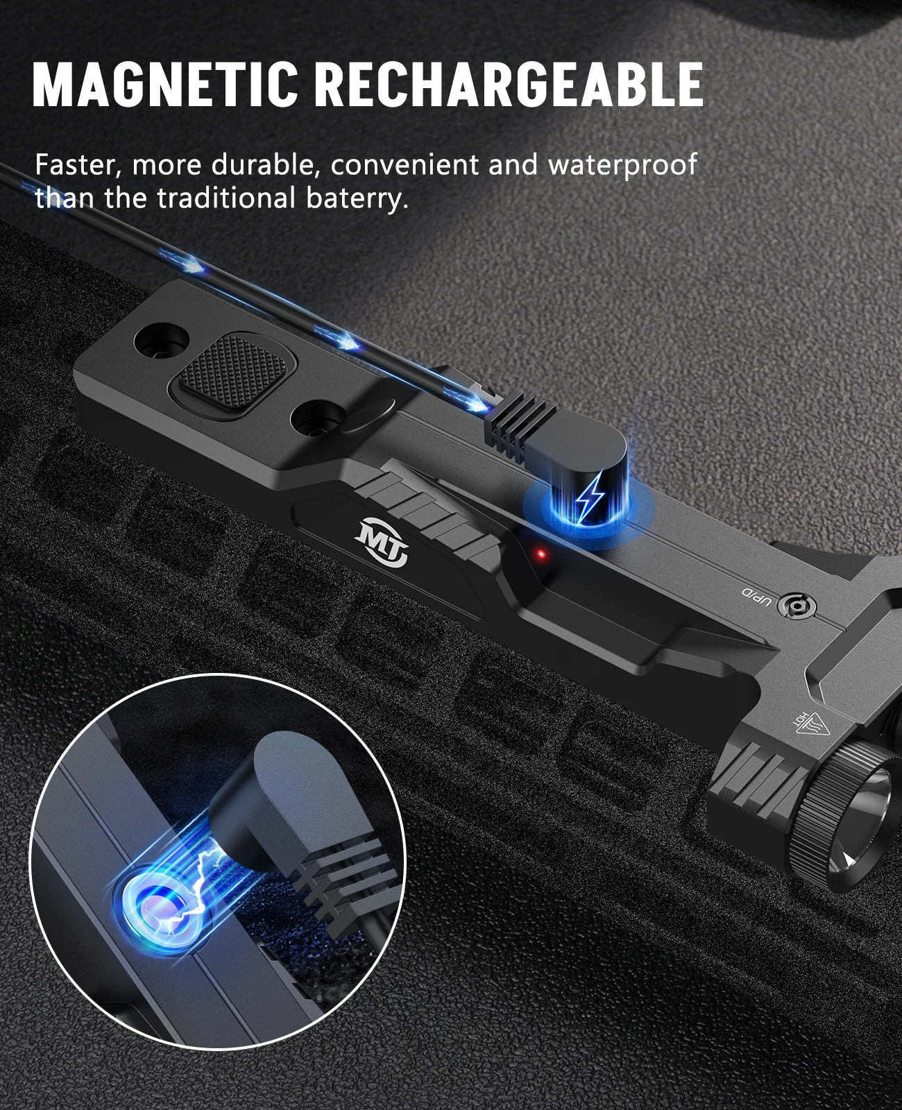 EZshoot 1600 Lumen Rifle Flashlight Dual LED Light Red/Green Laser Combo Low Profile Rechargeable Strobe for M-Rail Hunting - view 4