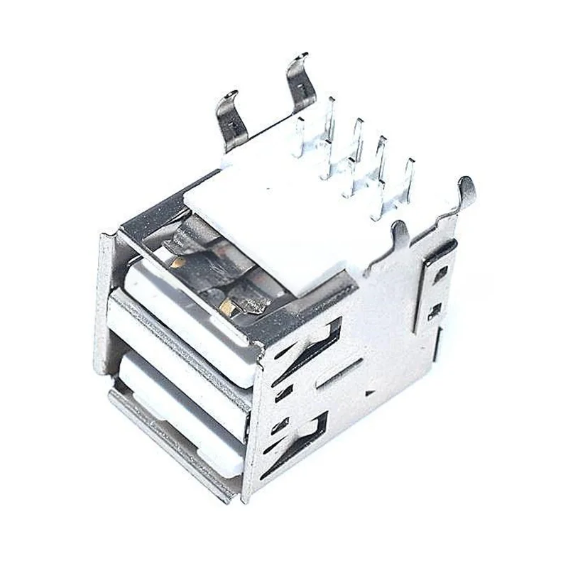 10PCS Double-layer USB A Female Connector Dual Interfaces 90-degree Type-A USB Female Socket USB A Female Right angled Connector