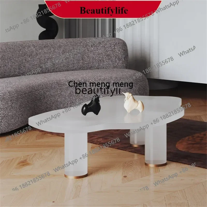 

G153 Nordic Frosted Acrylic Shaped Coffee Table Simple Designer Tea Table Model Room White Retro Living Room Coffee Table