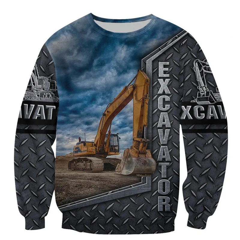 Nieuwe Heren Sweatshirt 3d Print Lasser Werkpak Graafmachine Grafische Heren Plus Size Casual Ronde Hals Trui Straat Mannen kleding