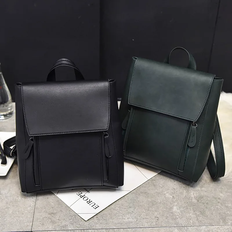 

Vintage Fashion Backpack For Women Preppy Style Simple Pu Leather School Bag Female Large Capacity Waterproof Backpacks Trend