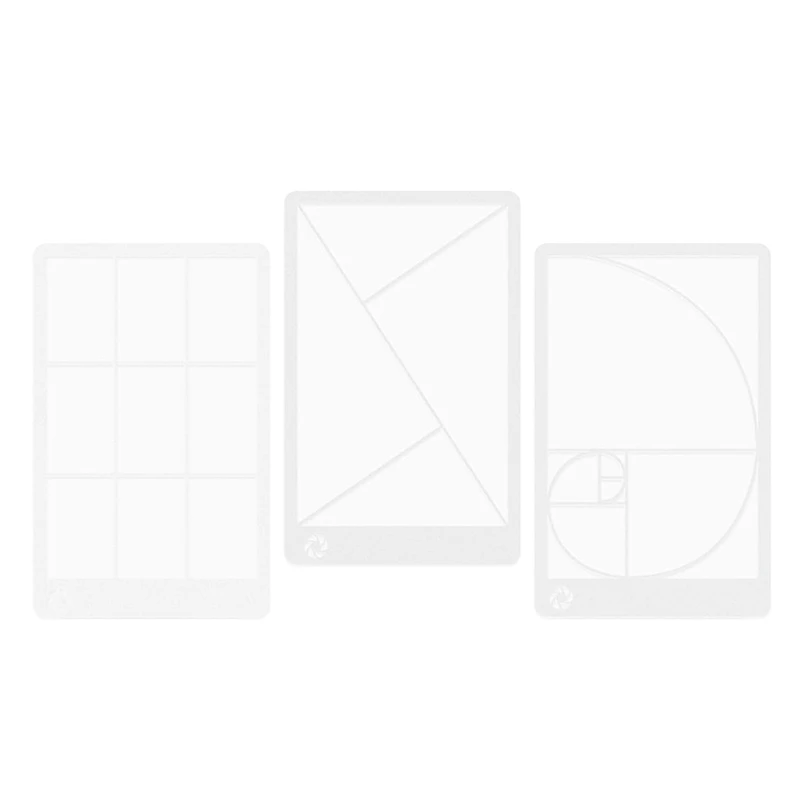 A46T 3 Pieces of Viewfinders Fibonacci Composition View Finder Golden Ratio Photo Viewing Positioning Ruler Viewer