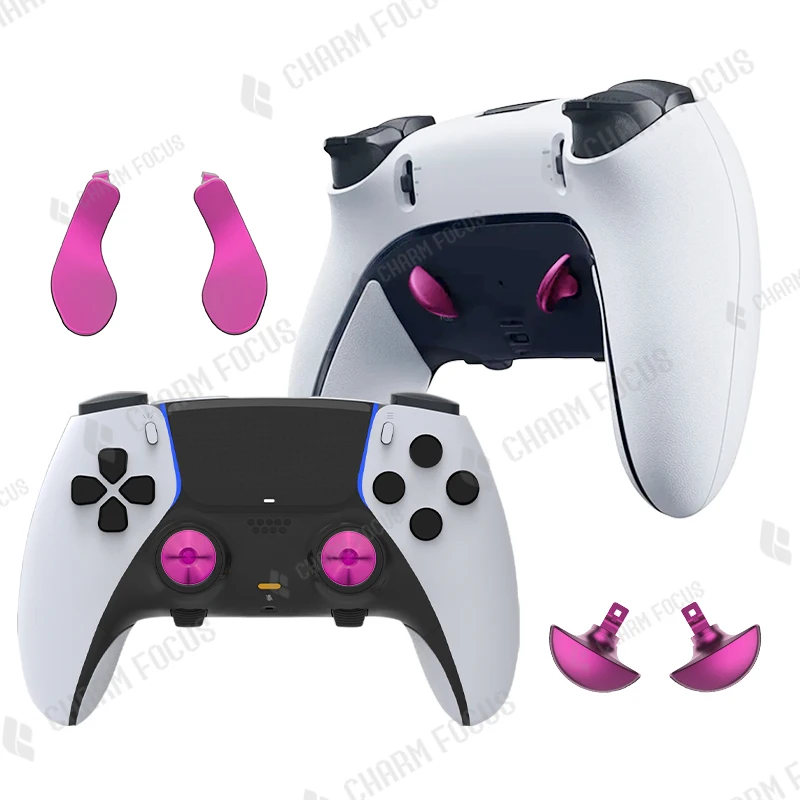 Metal Controller Thumb Sticks 10-in-1, 6 Swap Joysticks 4 Metal Rear Paddle Trigger Button Replacements, For PS5 Edge view 3