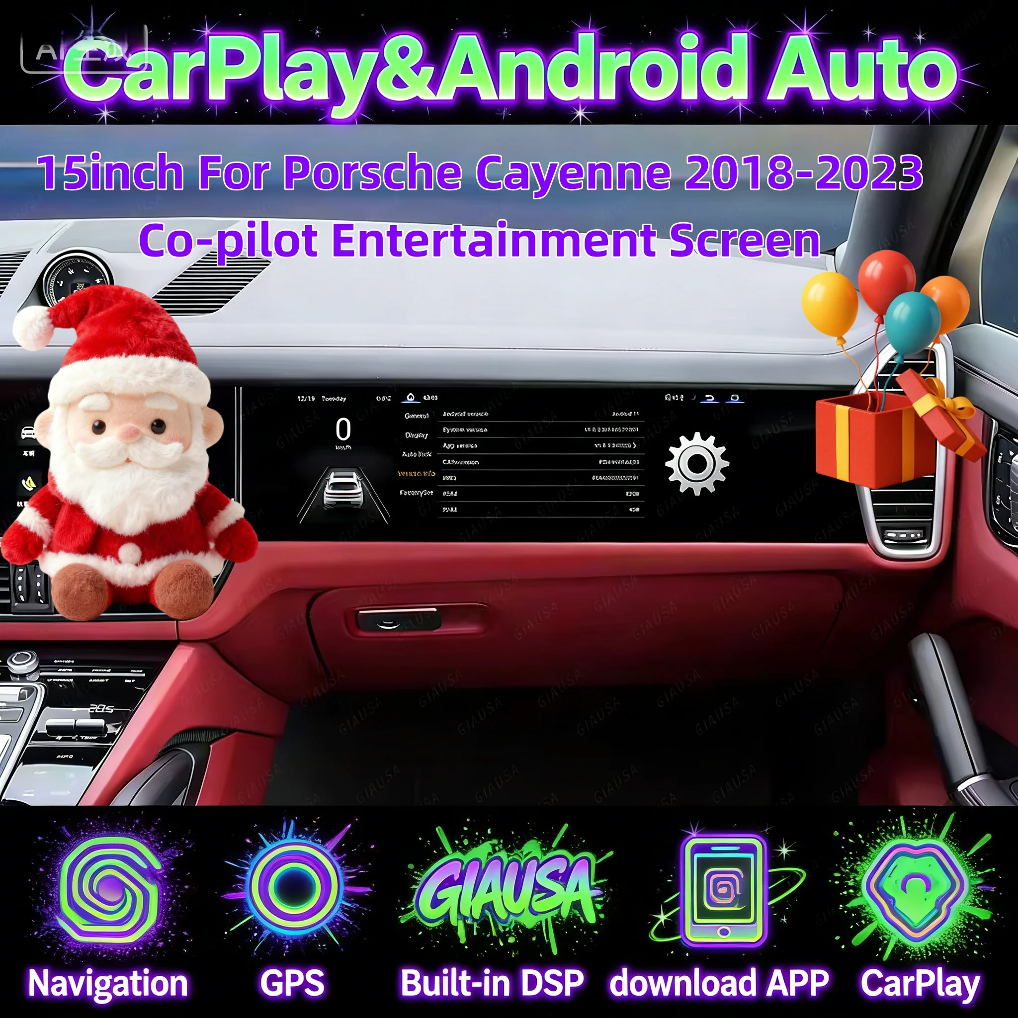 

Мультимедийный Android-экран-компьютер для Porsche Cayenne 2018-2023 с беспроводным CarPlay, GPS-навигацией, проигрывателем и DSP