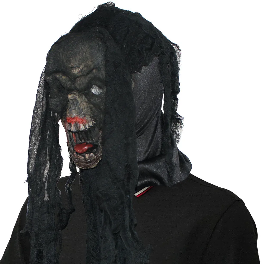 Halloween Skelett-Kopfmaske, Realistische Verbrannte Schädelmaske, Gruselige Schwarze Zombie-Gesichtsmaske für Karnevalskostümpartys – Detail 2