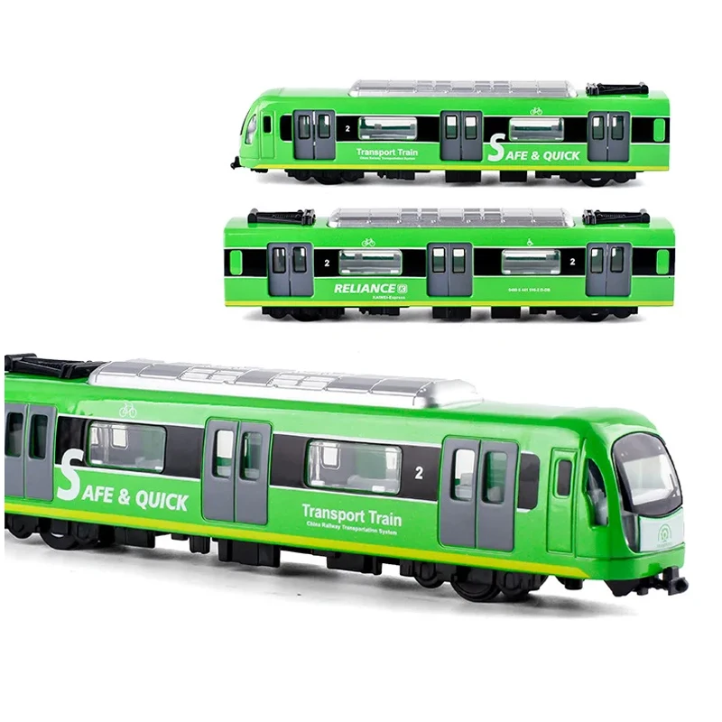 Rail Car Large Simulation Alloy Train Model City Metal Diecast Subway Sound And Light Pull Back Car Kids Toy Boy Gift B071