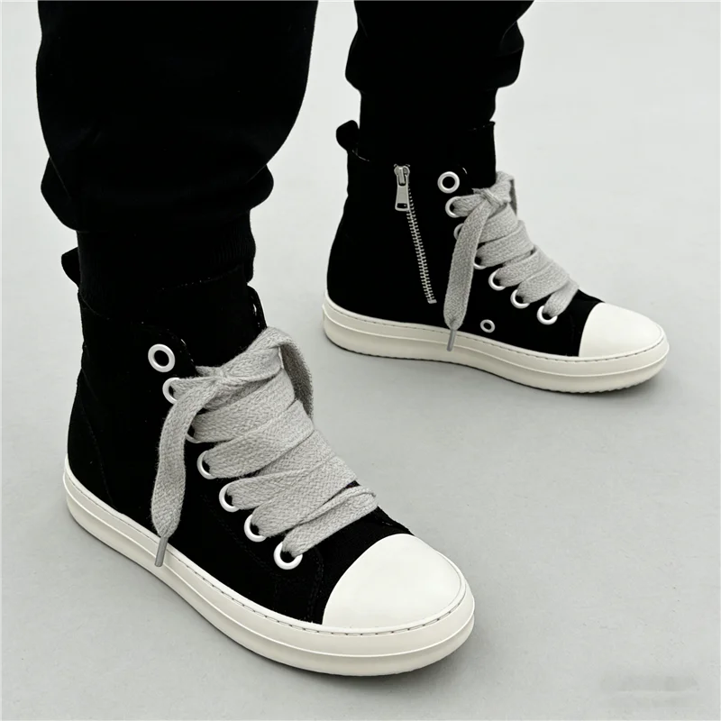 

Luxury Designer Flat Heel Unisex Shoes Fashion Platform Large Size Runway High Top Canvas Sport Shoes All Match Casual Trainers