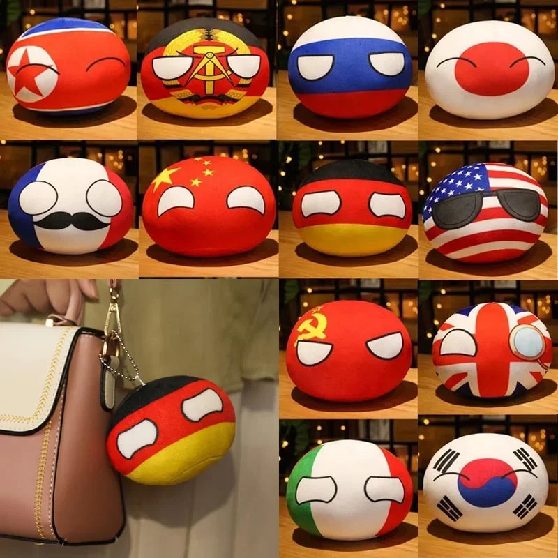 10cm Cute Countryball Polandball Plush Stuffed Dolls Anime Short  Toys Mini Pillow Bag Key Ring Pendant Cosplay Gifts