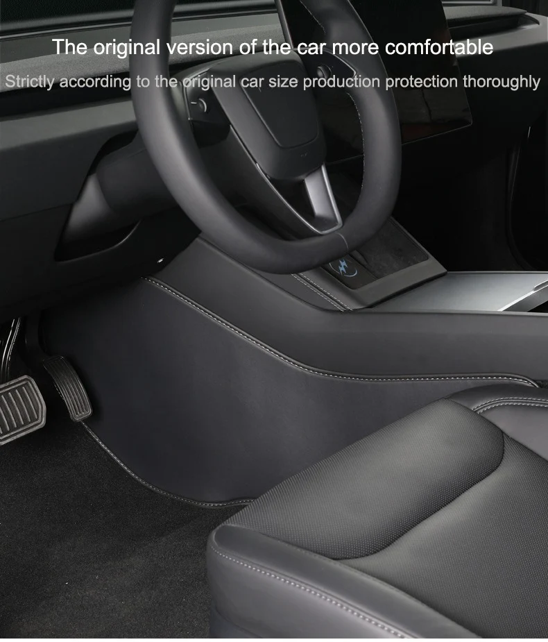 For Tesla Model 3 Highland Central Control Side Defense Kick Pad Nappa Leather Model Y 2023 Right Rudder Protective Foot Pad