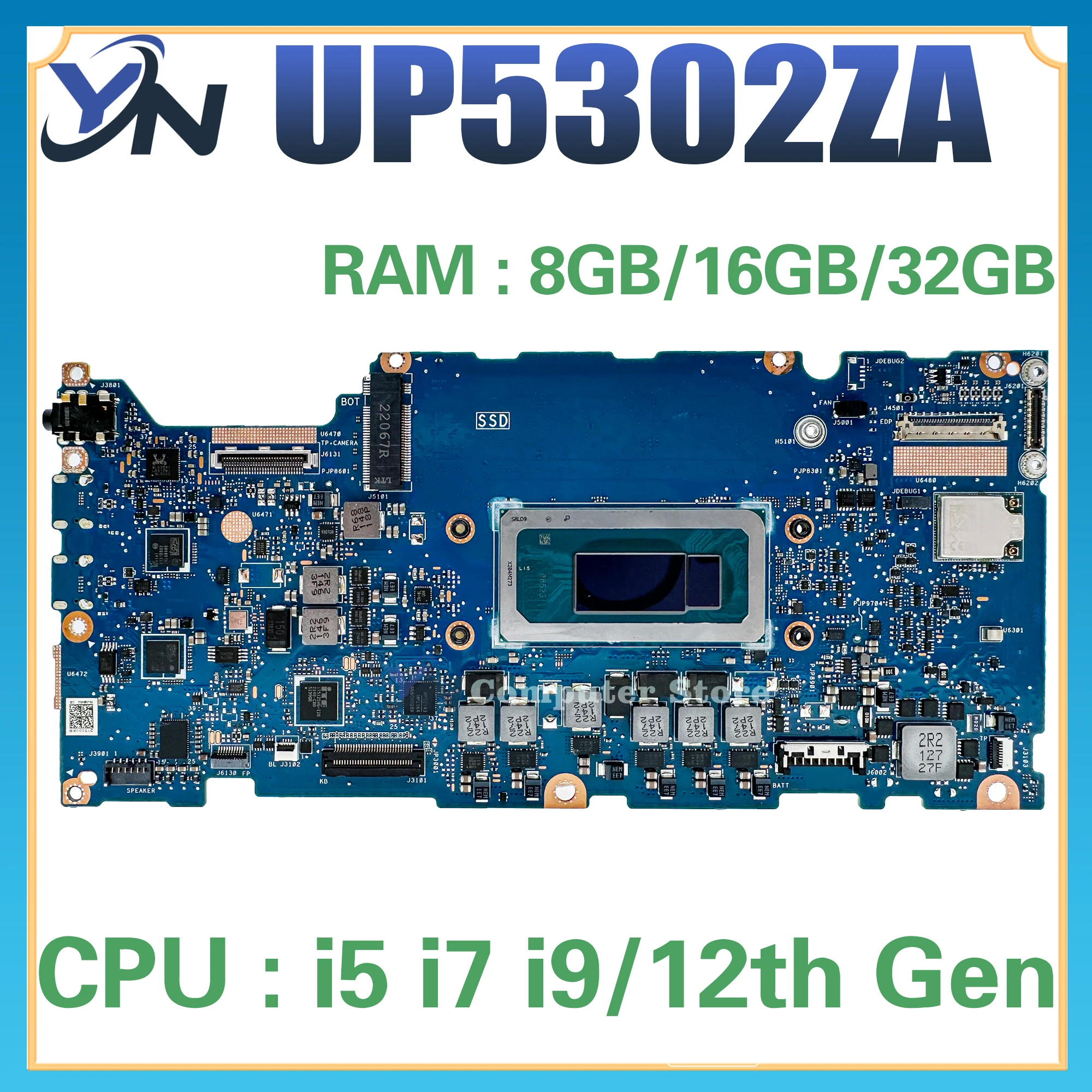 UP5302ZA Mainboard For ASUS UP5302Z BP5302ZA RP5302ZA Laptop Motherboard i5 i7 i9 12th Gen RAM-8GB/16GB/32GB 100% Test OK