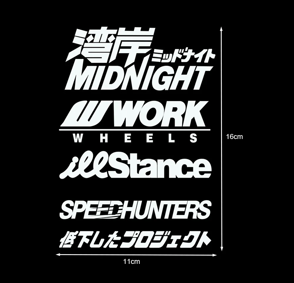 Reflective Speedhunter Midnight JDM Work Wheel Helmet Motorcycle Side Tank Decals Stickers