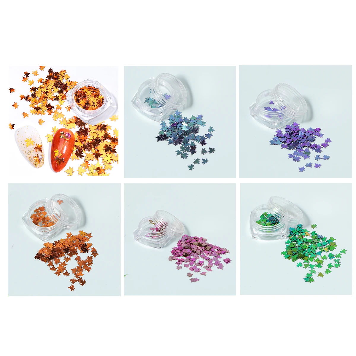 

Maple Leaf Sequins 5 Boxes Colorful Nail Stickers Art Decals Shining Manicure Pieces Plastic Lightweight Durable Storage