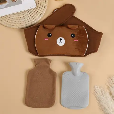 Portable PVC Hot Water Bottle Belt Wearable Soft Hot Water Pouch Hand Warmer Cartoon Warm Water Bag