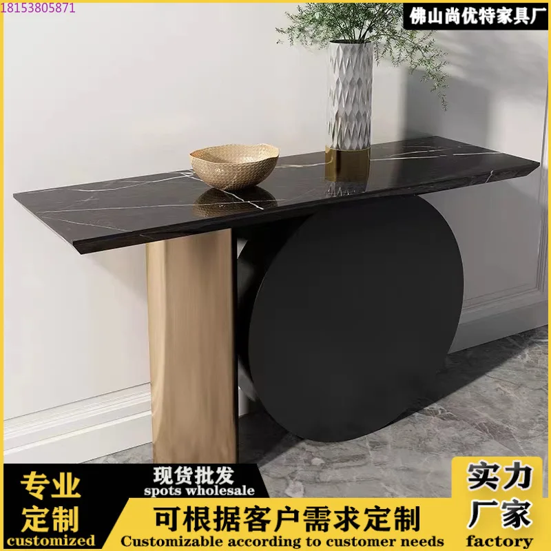 

Скандинавский стол из нержавеющей стали в стиле лайт-люкс с мраморной столешницей, простой дизайн для отеля