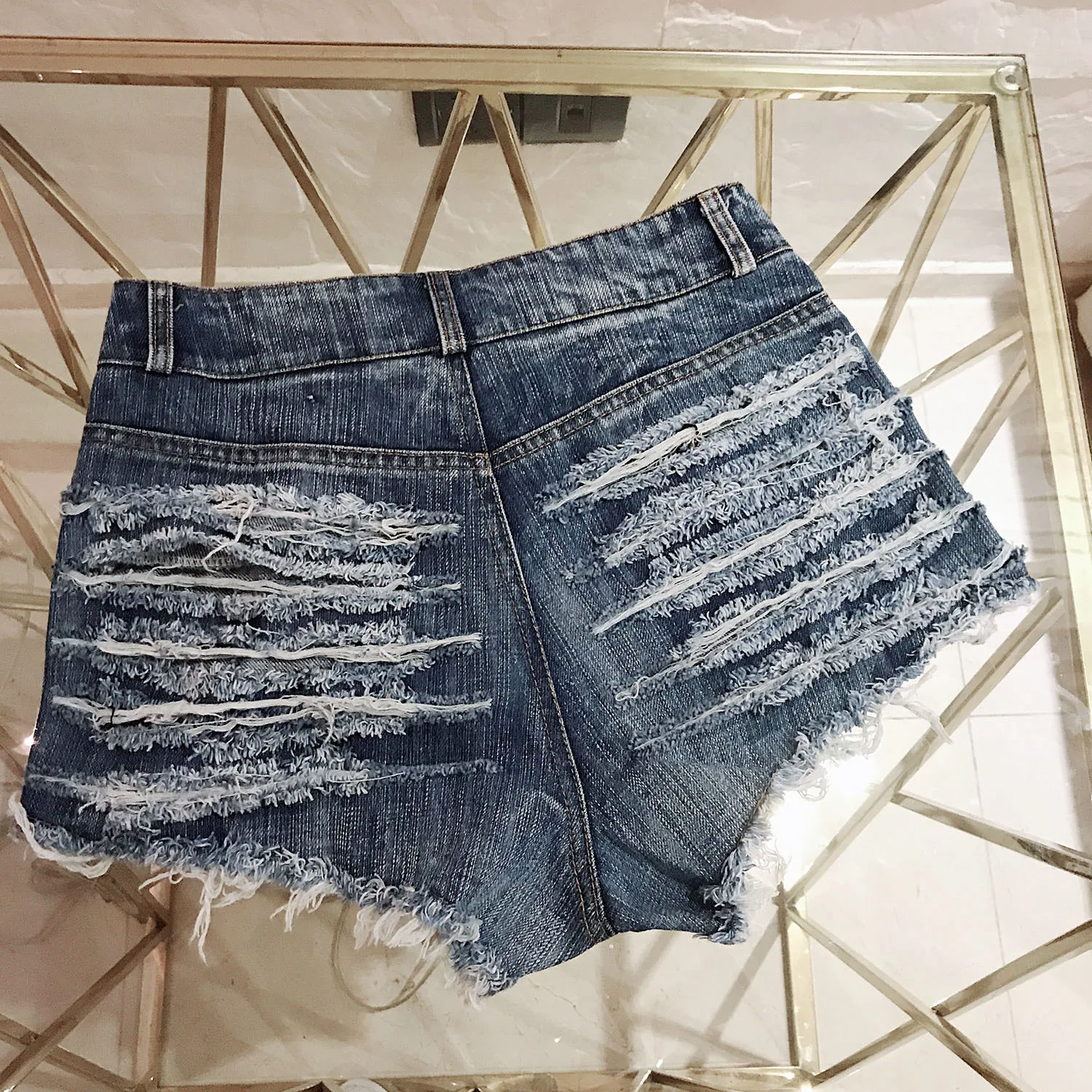 2023 Summer New Women Ripped Denim Shorts High Waisted Hole Stretchy Frayed Raw Hem Short Jeans Clubwear Jeans Short