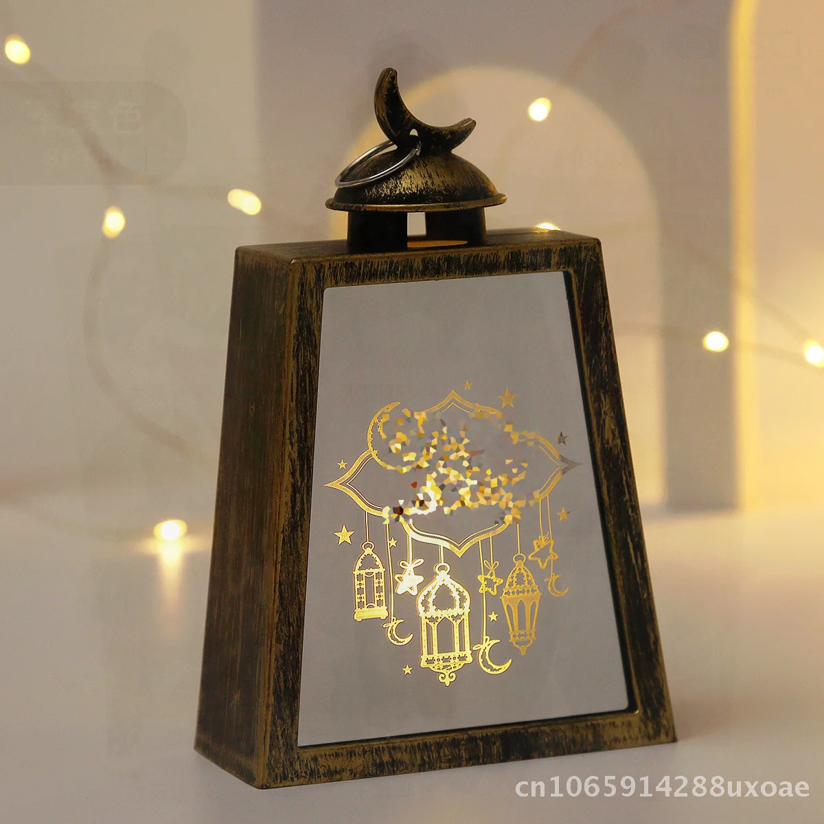 

Arab Lantern Electronic Candle Wind Lamp Middle East Festival Decoration Half Hand Half Injection Molding Trapezoidal Candle