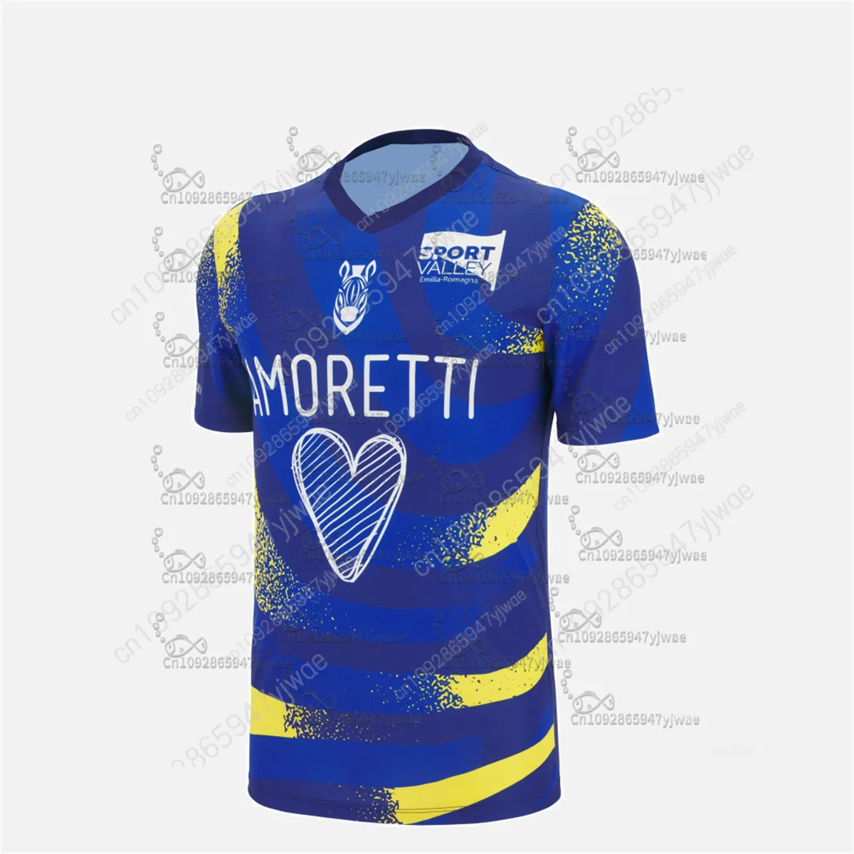 

25-26 Italy Zebre Parma Junior's Home Replica Remastered Rugby Jersey Summer Kid Adult Fitness Training Tee Quick Drying T-shirt