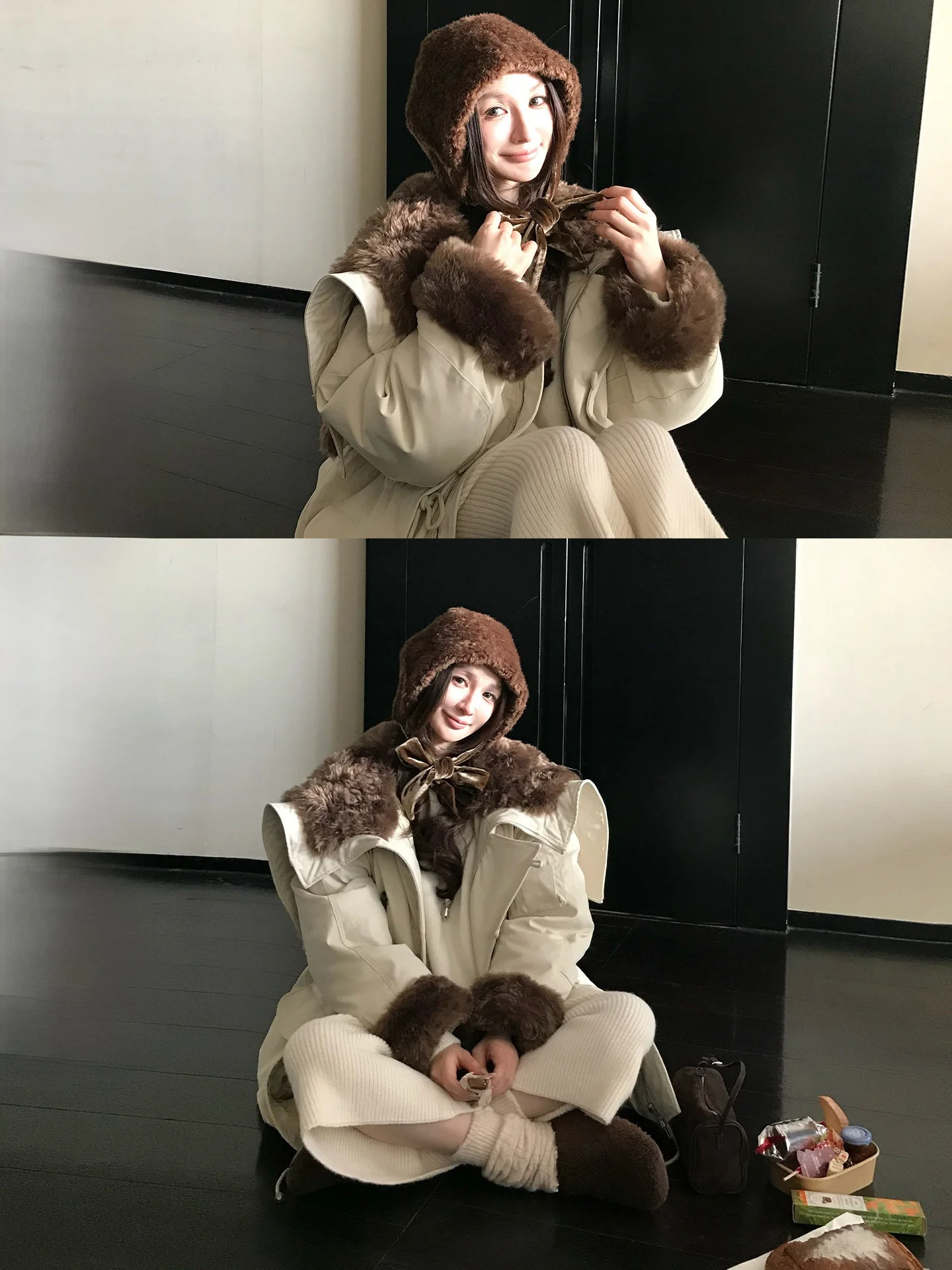 

Skk Store Parka Jaet Ultra Warm 90% White Du down Eco-friendly Fur Workwear Sle Long Sve Mid-length Coat for Winter