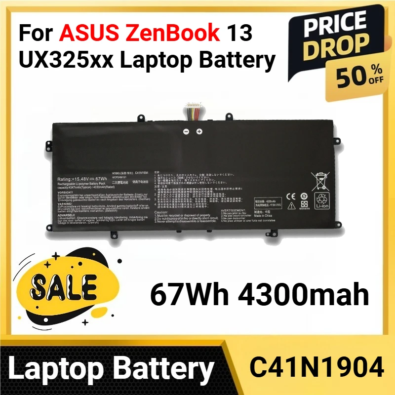 

C41N1904 67Wh 4300mah For ASUS ZenBook 13 UX325xx Laptop Battery for UX391UA UX393xx S435EA UM325SA UX363EA UX371EA series