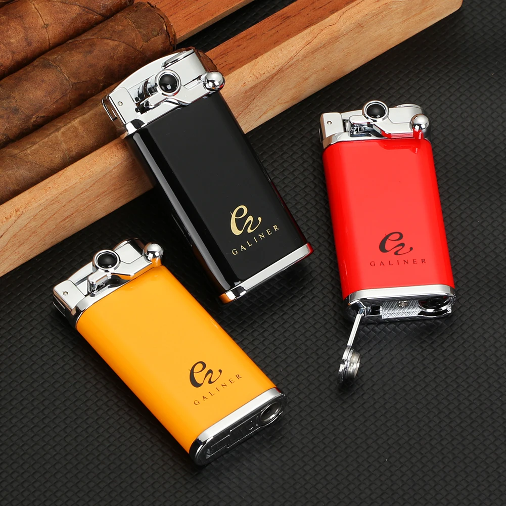 GALINER Cigar Torch Lighter Turbo Gas Smoking Accessories Butane Luxury Cigar Lighter With Hole Punch Cutter Professical